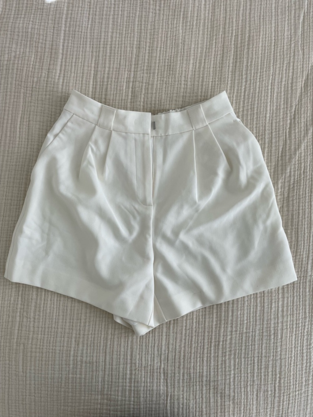 High-Waist Tailored Women's White Shorts
